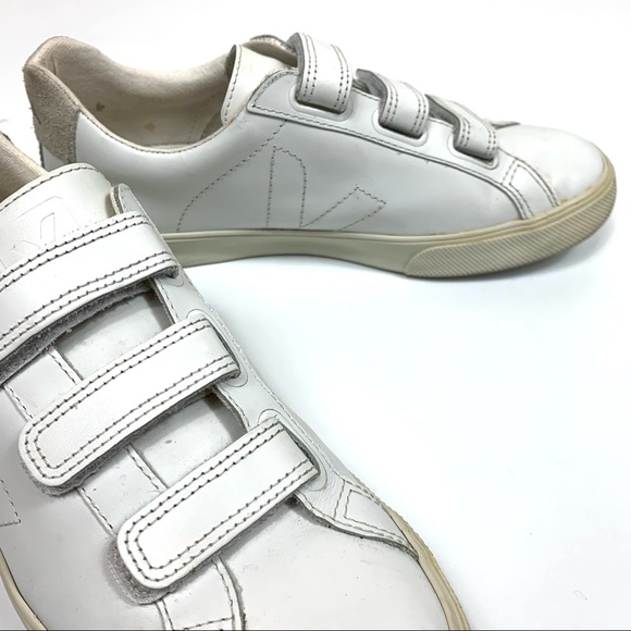 Veja Shoes - Veja Esplar 3-Lock Velcro Leather Sneakers White Size 7 Euro 38